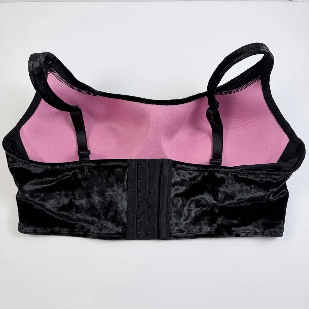Victoria's Secret PINK Velvety Lightly Lined Corset Top Black Crop L NWT